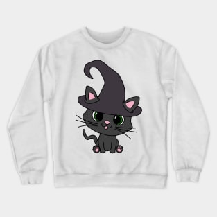 Black Cat in Witch Hat Crewneck Sweatshirt